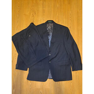 Ralph Lauren 2 Piece Suit 44R Pants 34x30 Black Striped